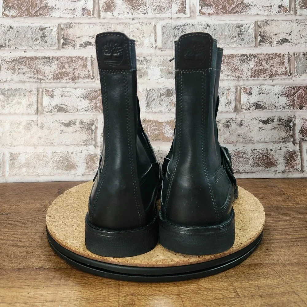 TIMBERLAND BLACK LEATHER ZIP BOOTS MENS 10